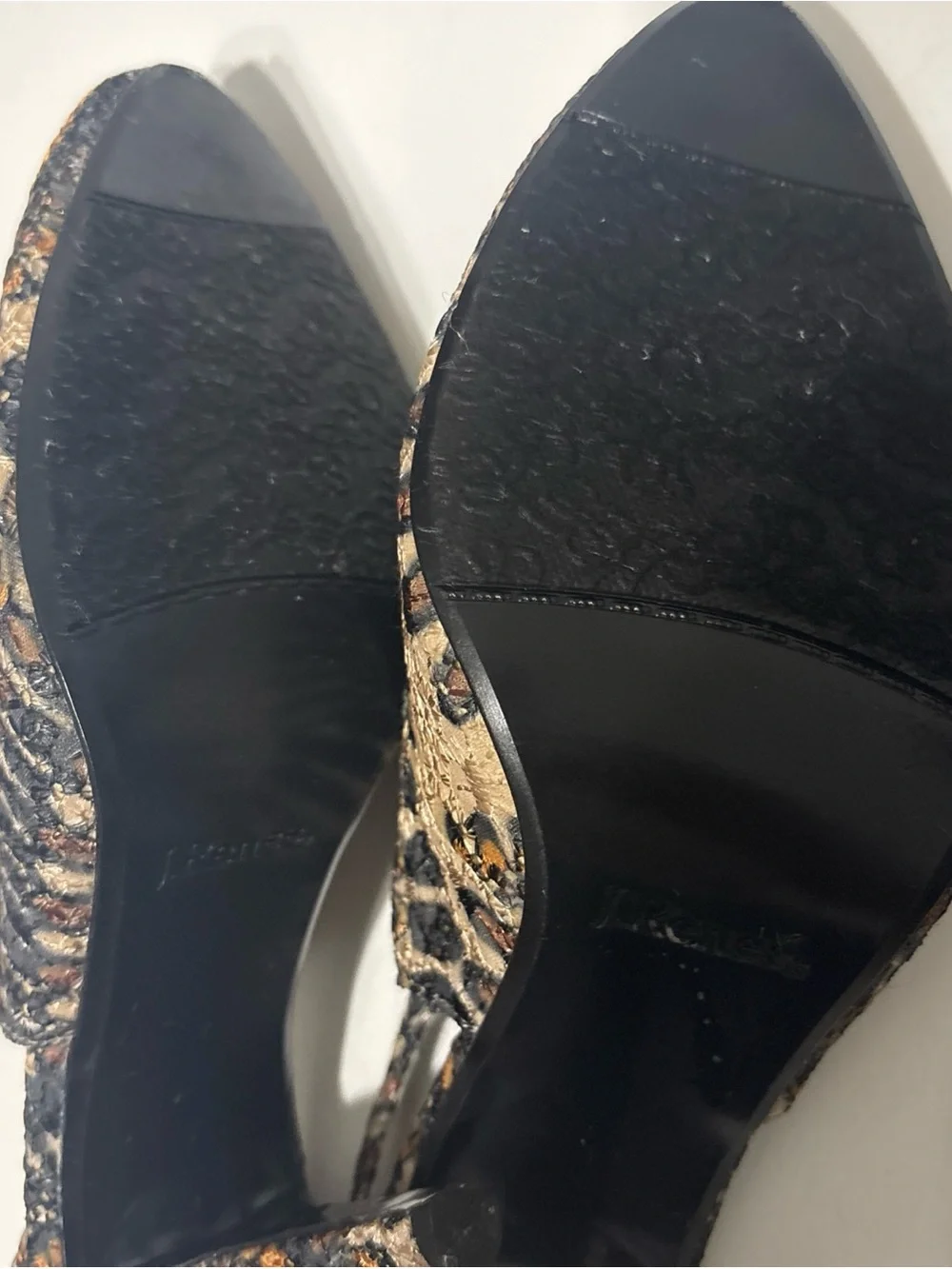 J.Renee Women's Black and Brown Patterned Slingback Heels